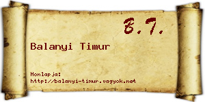 Balanyi Timur névjegykártya